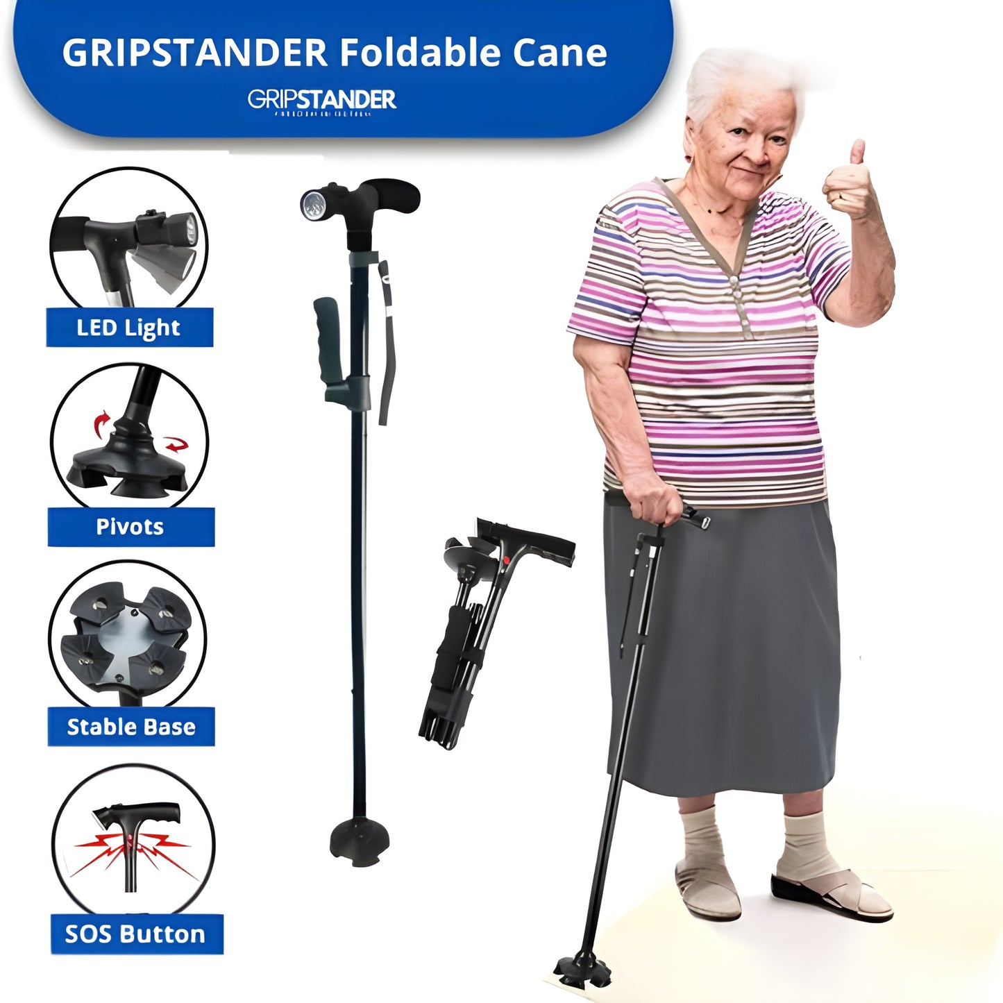 GRIPSTANDER™ | FOLDABLE WALKING CANE